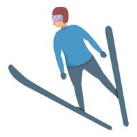 Ski jump person icon cartoon . Winter sport vector
