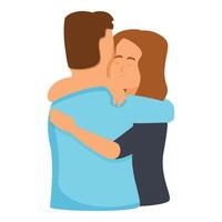 familia calentar abrazo icono dibujos animados . romántico emoción vector