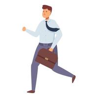 Running workaholic manager icon cartoon . Busy work vector