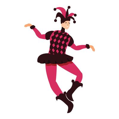 Jumping joker icon cartoon . Cute game show