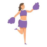 Happy style cheerleader icon cartoon . Woman energetic vector