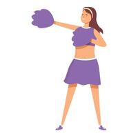 Cheerleader perform icon cartoon . Pom support vector