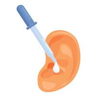 Ear drops pipette icon cartoon . Cleaning liquid vector