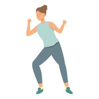 muscular zumba moverse icono dibujos animados . Placer rutina de ejercicio vector