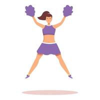 Happy female jump icon cartoon . Athletic cheerleader vector