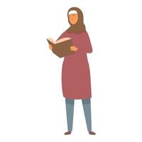 mujer leyendo libro icono dibujos animados . contento niña vector