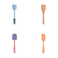 Kitchen spatula icons set cartoon . Cooking spatula of various shape vector
