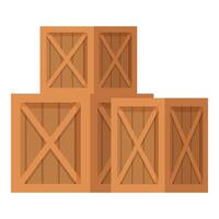 Cargo wooden boxes icon cartoon . Wholesale store vector