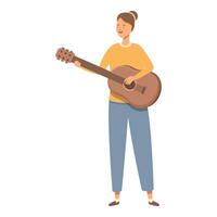 Play guitar and sing girl icon cartoon . New art tutorial vector