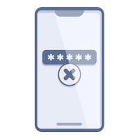 User identity incorrect password icon cartoon . Service protected vector