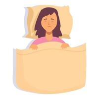 Relax female blanket icon cartoon . Health comfort vector