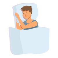 Calm boy sleep icon cartoon . Pillow soft vector