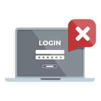 User error password access laptop icon cartoon . Internet online vector