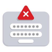 Login password incorrect icon cartoon . Denied error vector