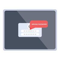 System wrong password icon cartoon . Error hardware vector