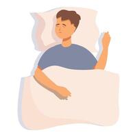 Top view boy resting icon cartoon . Sleeping snore vector