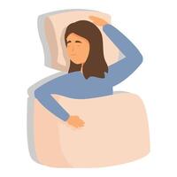 Soft pillow girl sleeping icon cartoon . Peaceful cozy relaxation vector