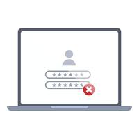 Alert laptop access icon cartoon . Wrong password vector