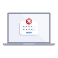 Laptop password error icon cartoon . Denied service vector