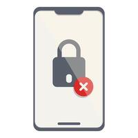 obstruido usuario teléfono icono dibujos animados . la seguridad error vector