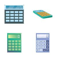 Office calculator icons set cartoon . Calculator in various color vector