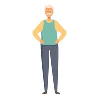 Senior adult exercise icon cartoon . Morning workout vector