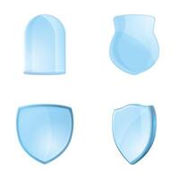 Transparent protection icons set cartoon . Glass shield and dome vector