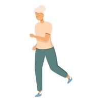 Senior woman jogging icon cartoon . Sport exercise vector