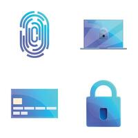 información proteccion íconos conjunto dibujos animados . personal datos seguridad vector