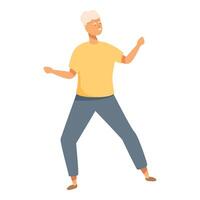 Senior man stretching icon cartoon . Morning exercise vector