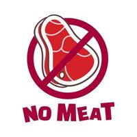 No meat sign. Vegan vegetarian concept design. cartoon style illustration vector