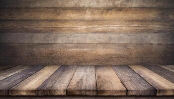 an empty wood table top with wood background photo