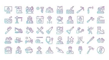Labor Day Icons Bundle.Gradient outline icons style. illustration. vector