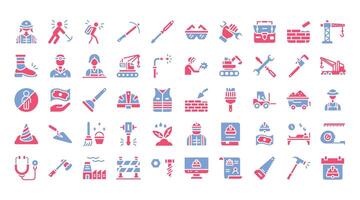 Labor Day Icons Bundle.Flat two-color icons style. illustration. vector