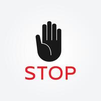 warning stop sign with hand icon vector