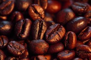 Roasted coffee beans, needle roast, Cafe and coffee shop concept photo