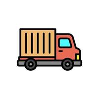 Colored line icon of delivery car, isolated background vector