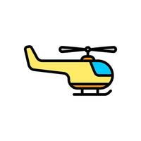 colored line icon of helicopter, isolated background vector