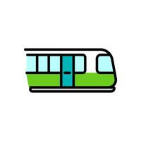 train colored icon in line style vector