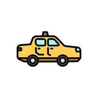 colored taxi icon in line style vector