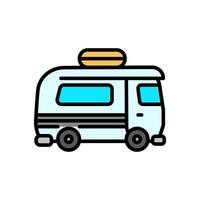 Colored line icon of camper van, isolated background vector