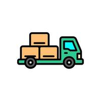 Colored line icon of delivery car, isolated background vector