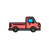 colored line icon of pickup car, isolated background vector