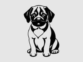 Dog face drawing Dog drawing Pug art vector