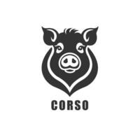 minimalista cerdo cara logo - negro y blanco diseño vector