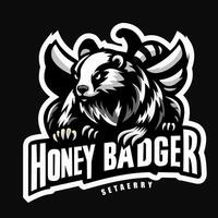 Honey Badger minimalist logo template with Wings vector