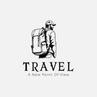 Traveler minimalist logo with a smart man vector