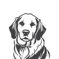 a black and white drawing of a dog with a black face vector