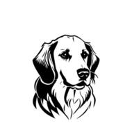 a black and white drawing of a dog with a black face vector