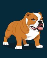 Angry bulldog three quarter view illustration cartoon character design vector